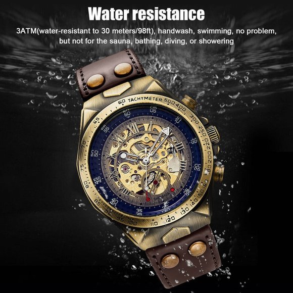 Luxury Men's Automatic Mechanical Wrist Watch Leather Strap Retro Skelet… - Picture 5 of 11